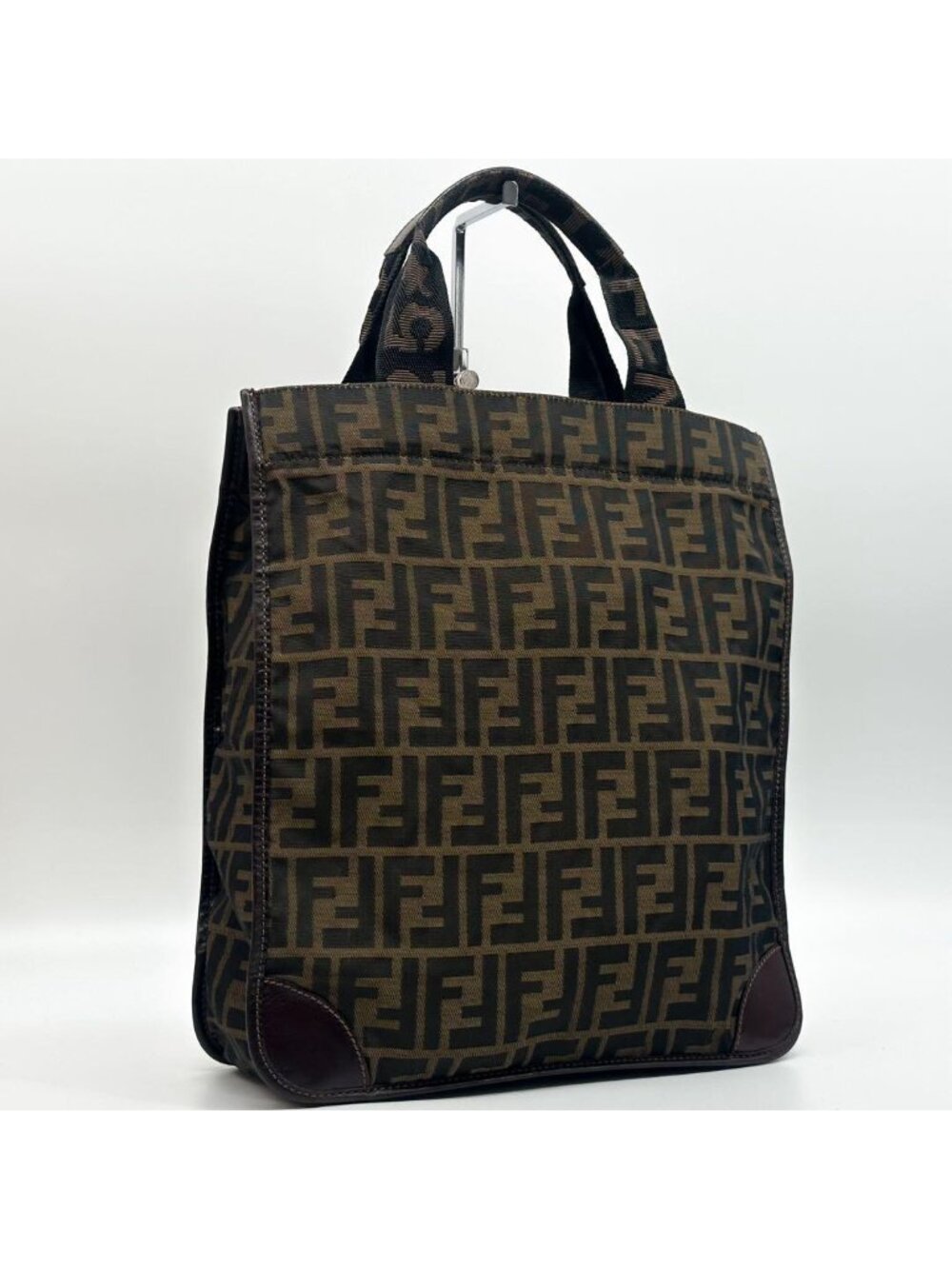★SOLD★ Fendi Zucca Tote Canvas Leather Foldable Rare - Picture 13 of 13